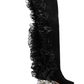 B-FEI original design tone elastic leg boots over the knee dark lace retro middle heel- Lami