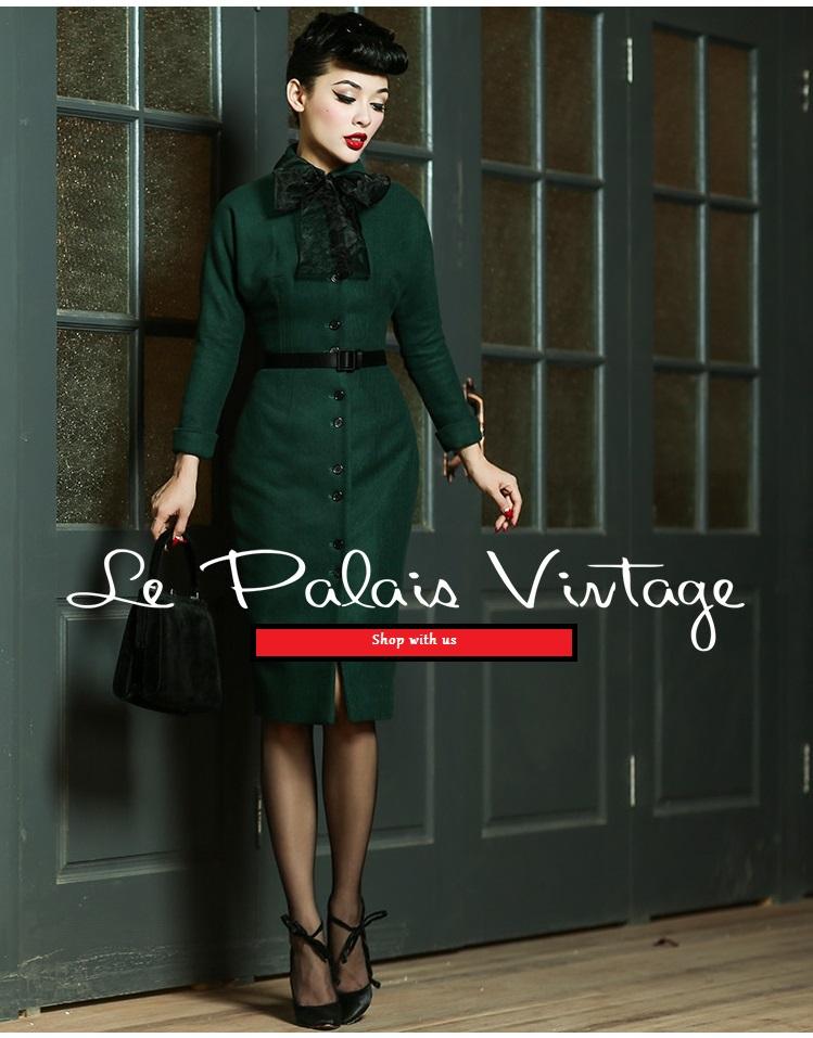 Le Palais Vintage Limited edition retro pin up green retro cashmere co ...