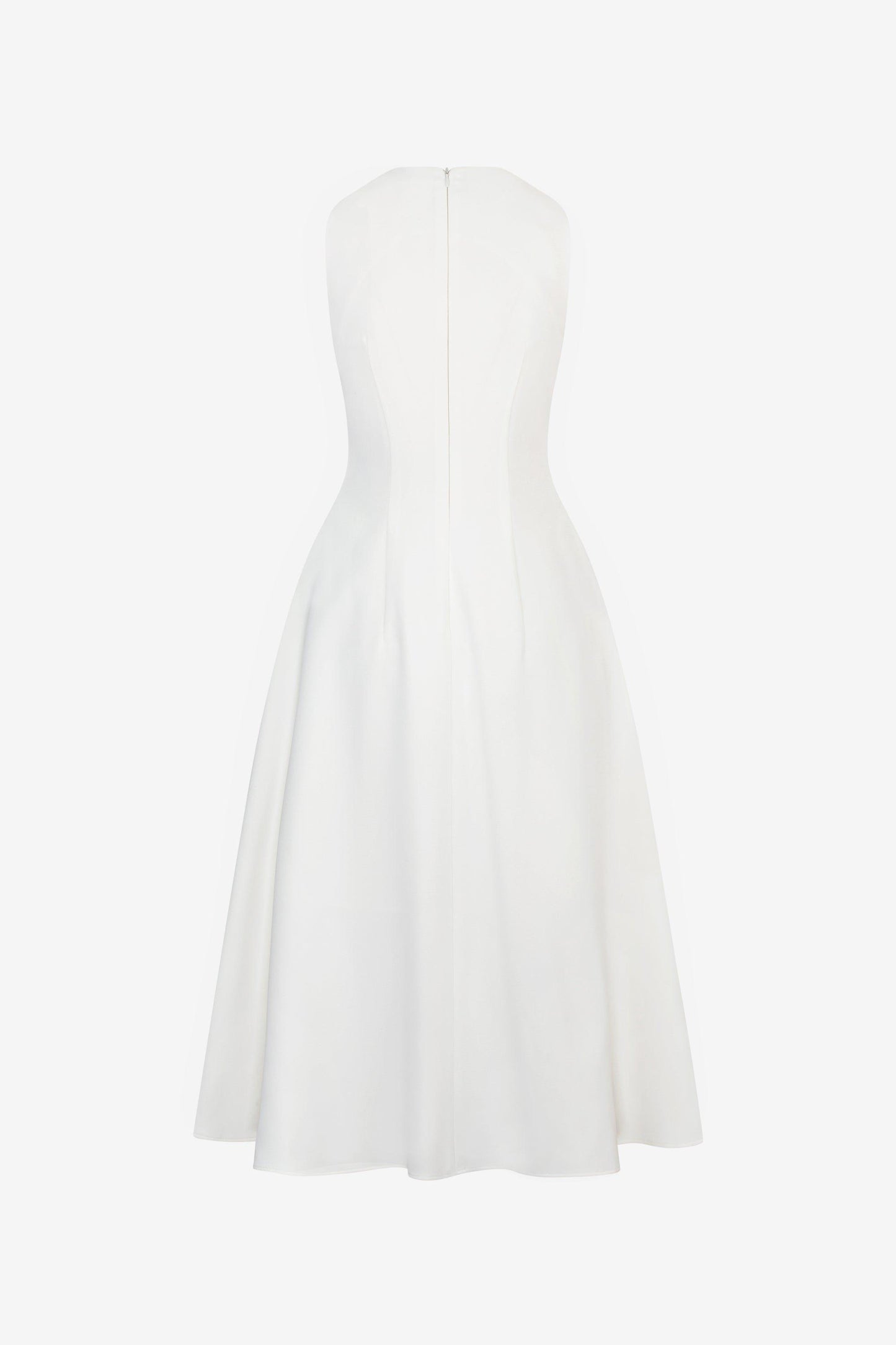 White twisted front midi dress with high neck - Dana