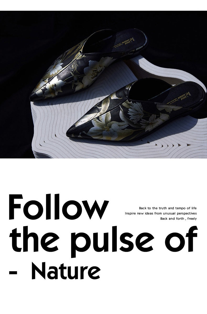 Retro Muller shoes slip sheepskin slippers leather shoes- Jan