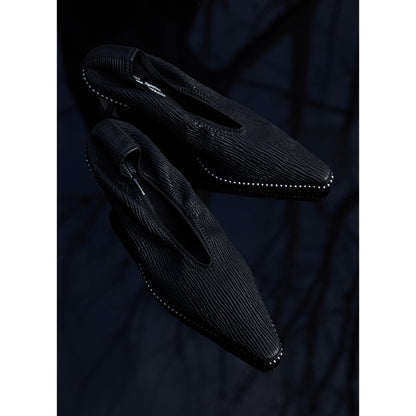 Pointed leather new trendy shoes style high heels- Oma