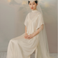 Vintage milky white silk wedding dress - Corla
