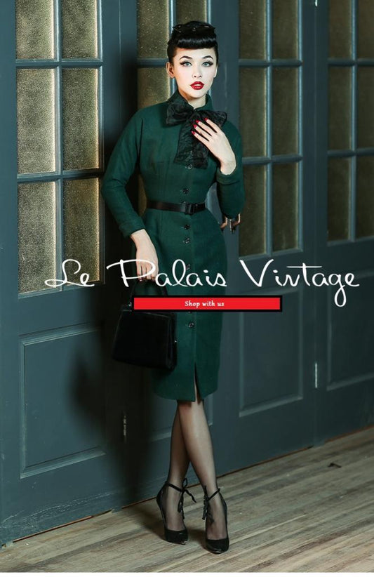 Le Palais Vintage Limited edition retro pin up green retro cashmere coat- Cola