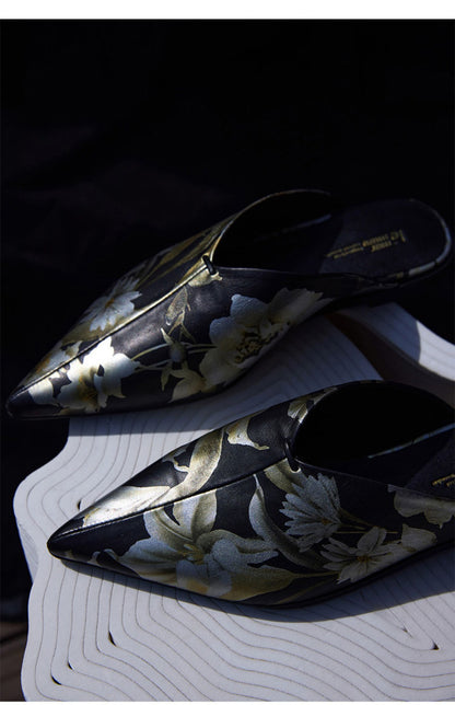 Retro Muller shoes slip sheepskin slippers leather shoes- Jan