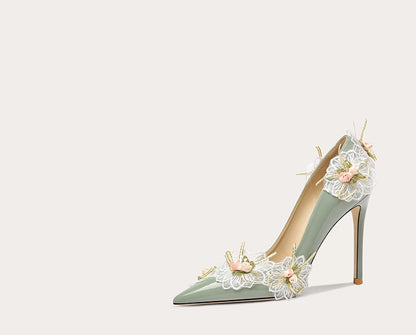 High-heeled shoes with summer fairy stilettos shoes- Falling Flowers