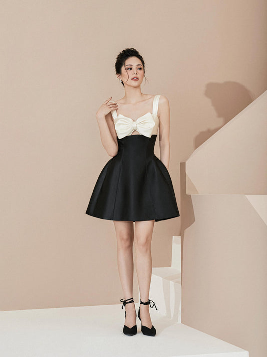 MAGGIE FRONT BOW MINI DRESS - DELIIS