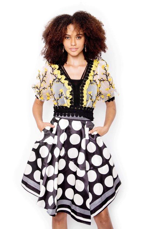Vintage retro polka structured irregular skirt - Iloms