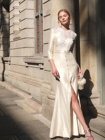 New high end designer trumpet elegant light luxury lace evening dress- Kika