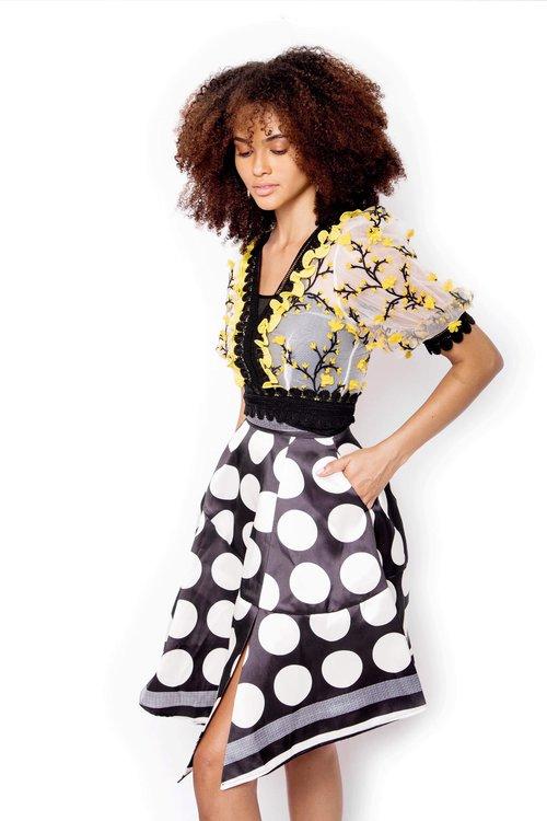Vintage retro polka structured irregular skirt - Iloms