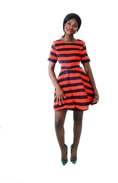 black and orange striped dress ORANGE & Black STRIPED DRESS 8