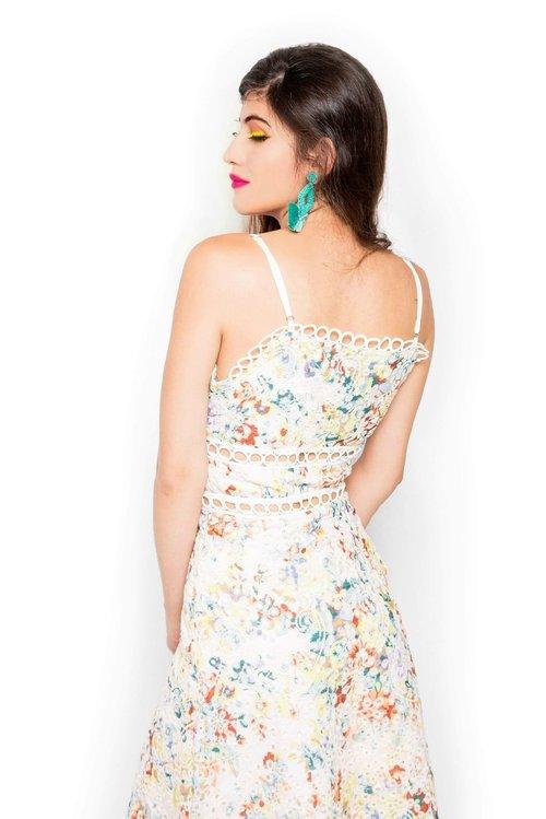 Floral lace embroidered floral spring destination cocktail dress - Wenias