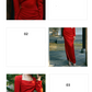 Red Long puff sleeves square collar folds slit wedding guest dress- Stopa
