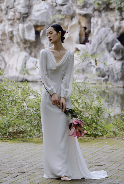 Puff sleeve swing collar halter open back wedding dress- Lati GOOD GIRL REBEL Puff sleeve swing collar halter open back wedding dress- Lati GOOD GIRL REBEL