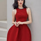 Red round neck coccon structured cocktail skater princess red dress- shirley