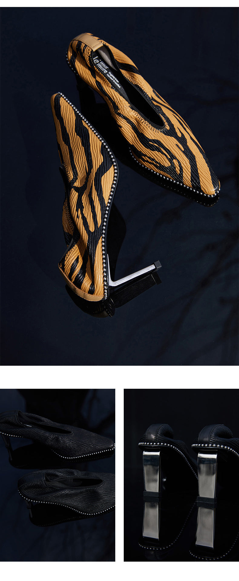 Pointed leather new trendy shoes style high heels- Oma