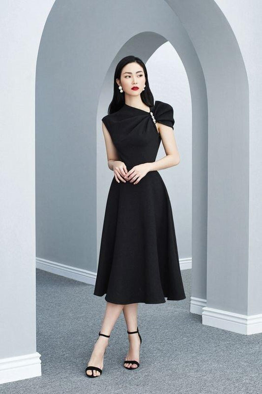 CLAUDE TWIST BOW MIDI DRESS