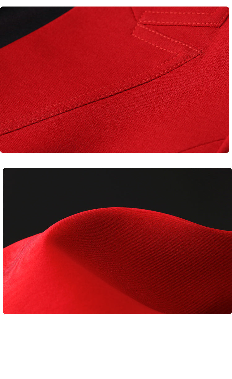 Red suit women's 2023 Spring  fake two-piece high-waisted flared jumpsuit- Cuca