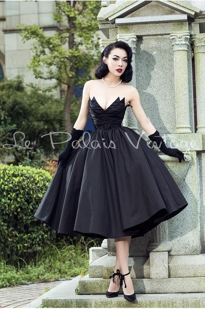 vintage dresses los angeles Le Palais vintage retro strapless 1950 ball gown LBD dress- Wali – GOOD GIRL REBEL