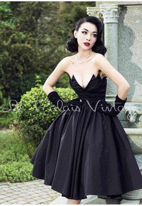 Le Palais vintage retro strapless 1950 ball gown LBD dress- Wali – GOOD ...