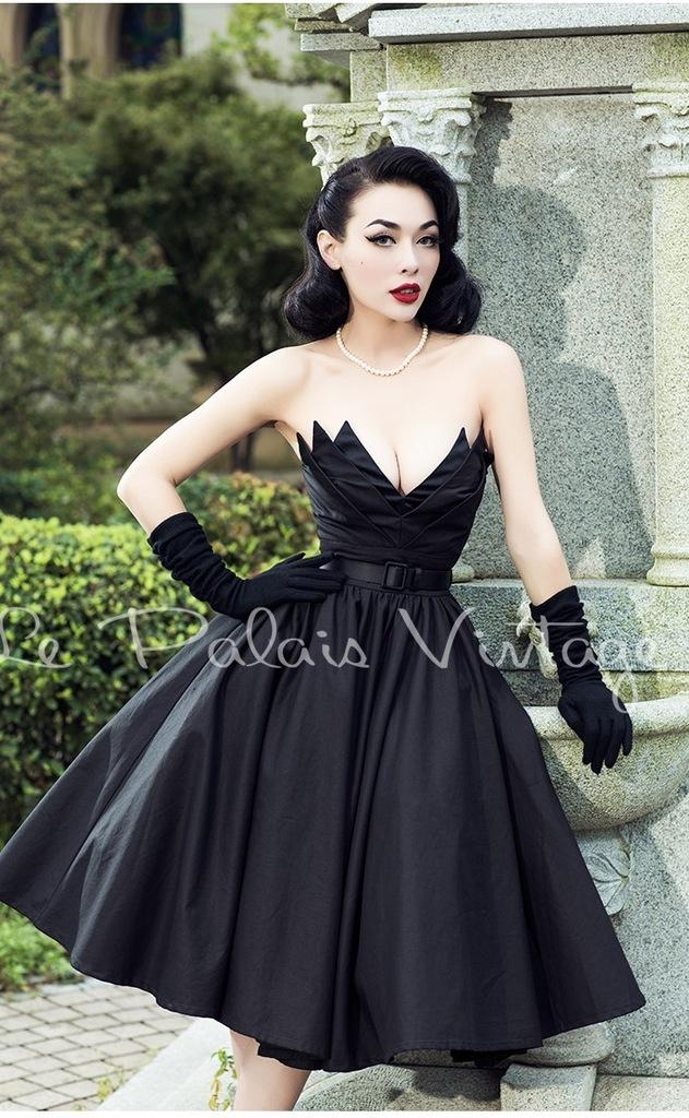 Le Palais vintage retro strapless 1950 ball gown LBD dress- Wali