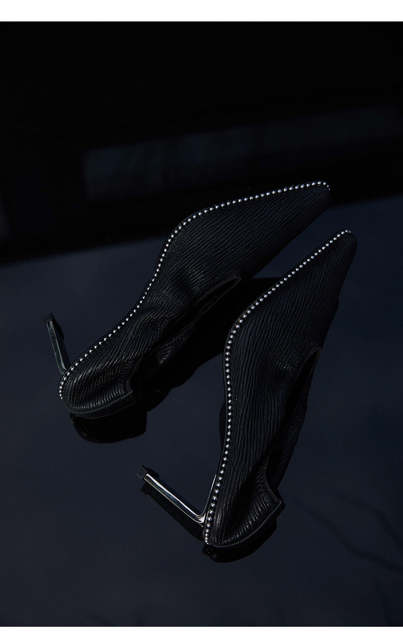 Pointed leather new trendy shoes style high heels- Oma