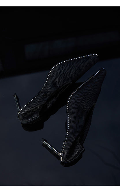 Pointed leather new trendy shoes style high heels- Oma
