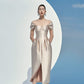Designer mother of the bride bustier formal bridal pencil mini dress- Beige Laverne