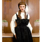 Black starry velvet bow rose sling cotton dress shirt suit set- Copla
