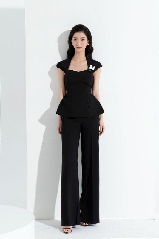 Twisted Top & Straight Pants Set-MAIR