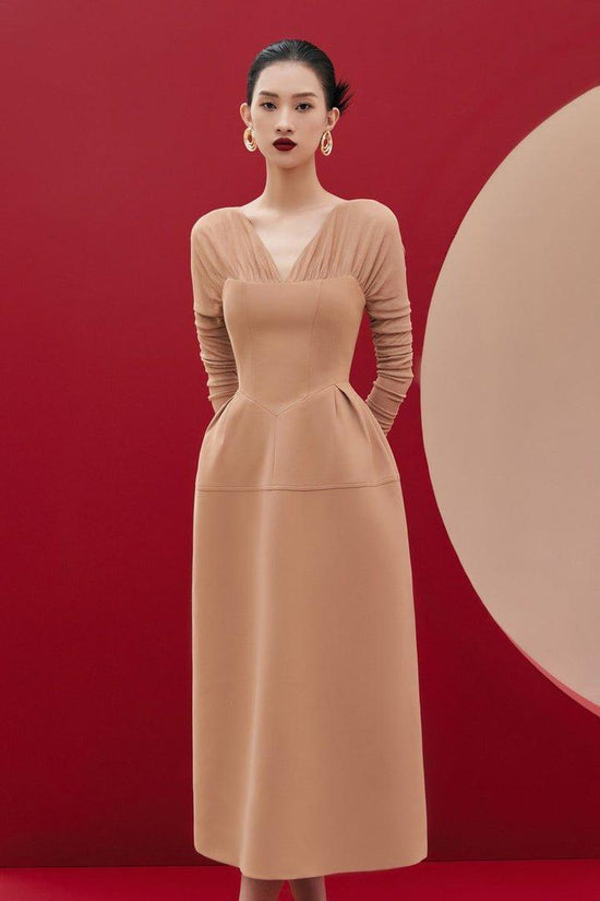 EASYGOING BEAUTY WOVEN TWILL MIDI DRESS