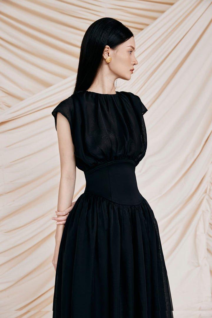 Black retro corset dress-TINA