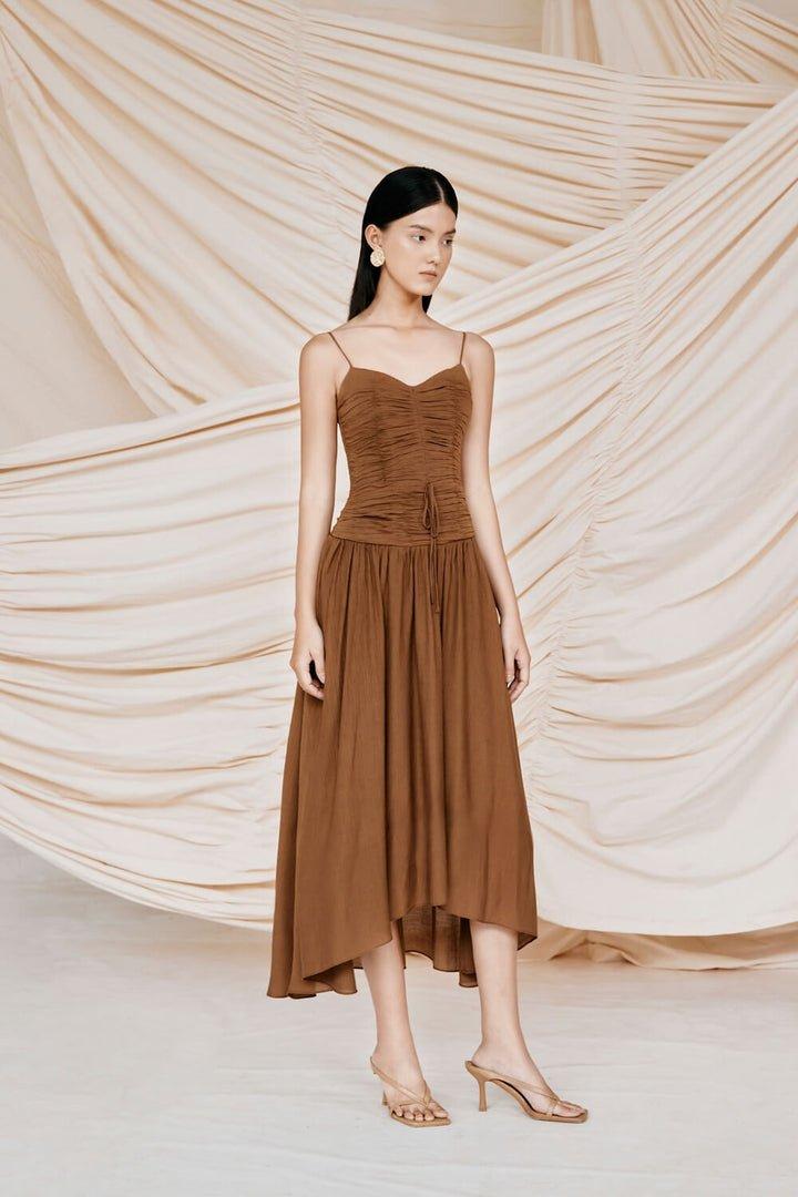 Brown Cami Midi Dress-TORA Xs / Brown Brown Cami Midi Dress-TORA Xs / Brown