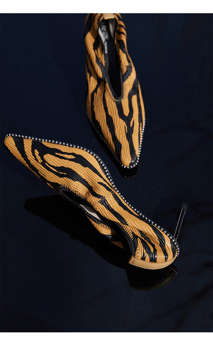 Pointed leather new trendy shoes style high heels- Oma