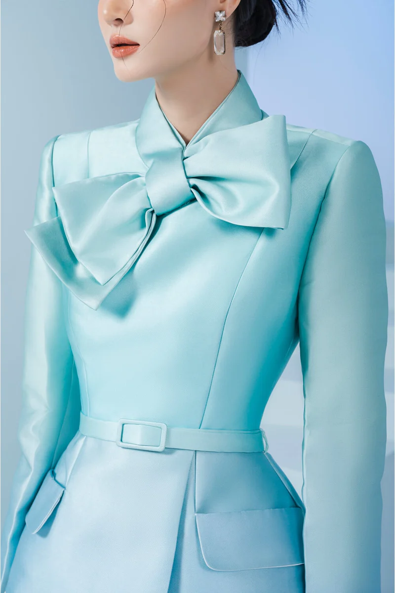 Early Spring 2023 new long-sleeved bowknot jacket + skirt suit set- Cove