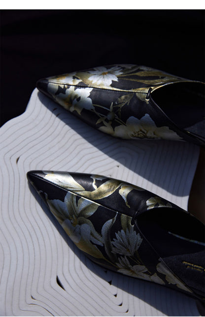 Retro Muller shoes slip sheepskin slippers leather shoes- Jan