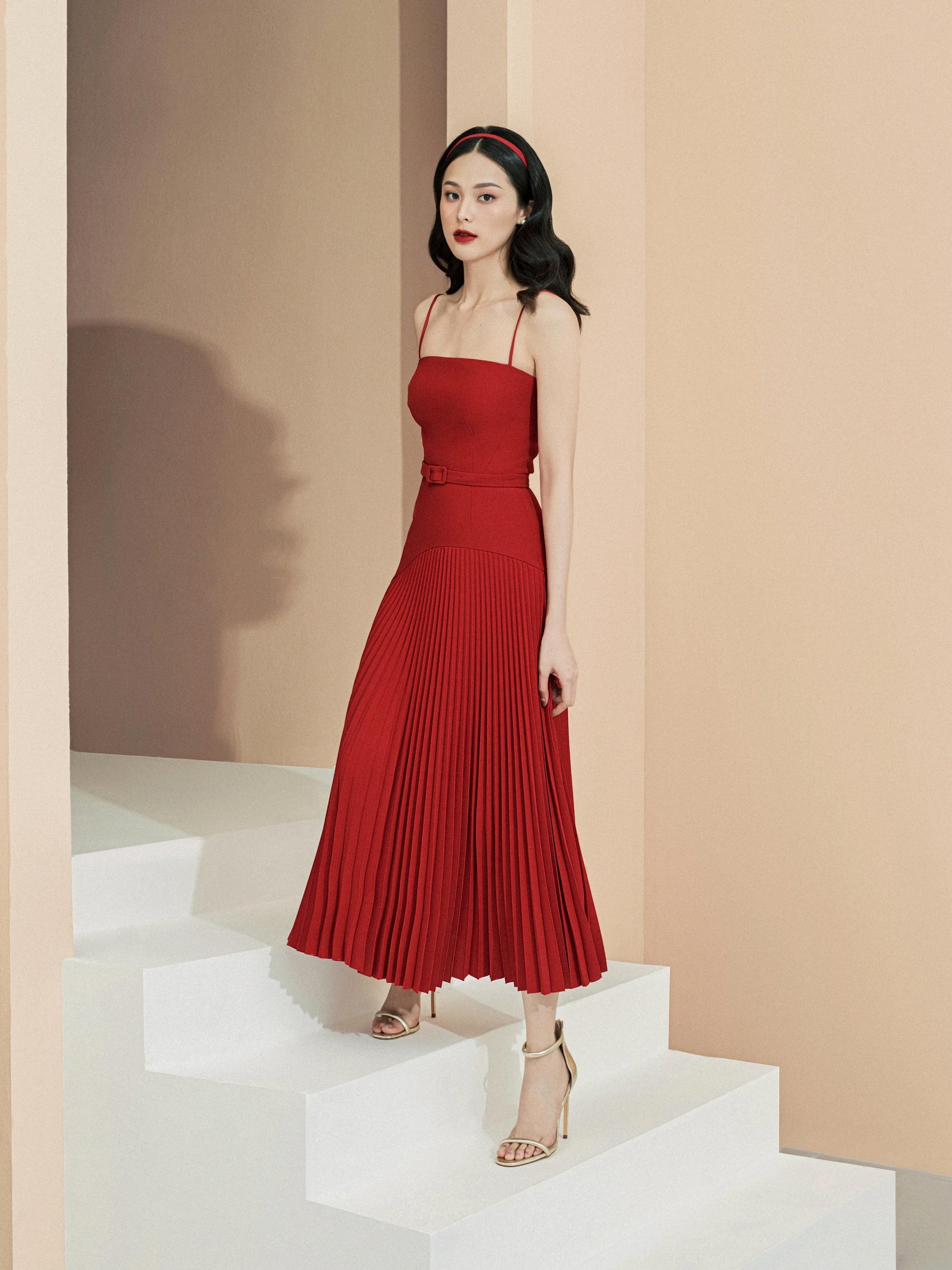 LUXURY ELEGANT SOPHISTICATED PLEATED PLEATED MIDI DRESS - CELIA GOOD GIRL REBEL LUXURY ELEGANT SOPHISTICATED PLEATED PLEATED MIDI DRESS - CELIA GOOD GIRL REBEL