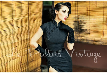 Le Palais vintage retro sexy slit jacquard pinup polka dress- Usera