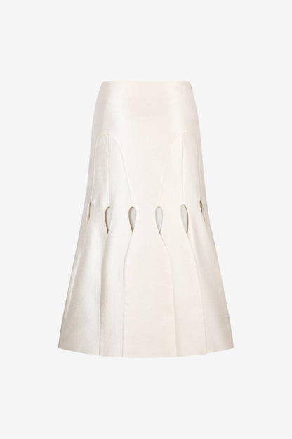 White waterdrop cutout midi skirt- Miil