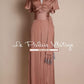 Le Palais vintage retro Limited elegant nude color vertical fold and waist belt jumpsuit- Fili
