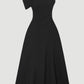Black Asymmetric Shoulder Dress-KIKI