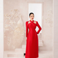 Luxurious Silk lter neck, two-flap long sleeves dress and Linen pants- Negi