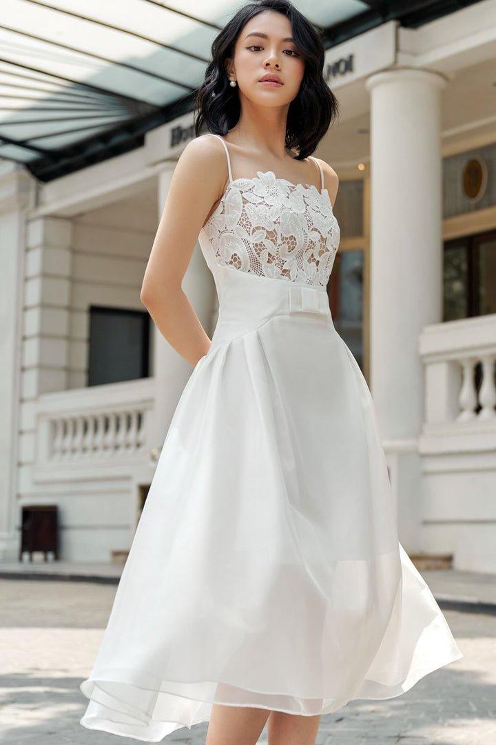 White tule lace camisole dress-BELLE M / Black White tule lace camisole dress-BELLE M / Black