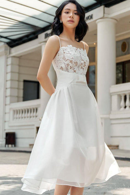 White tule lace camisole dress-BELLE