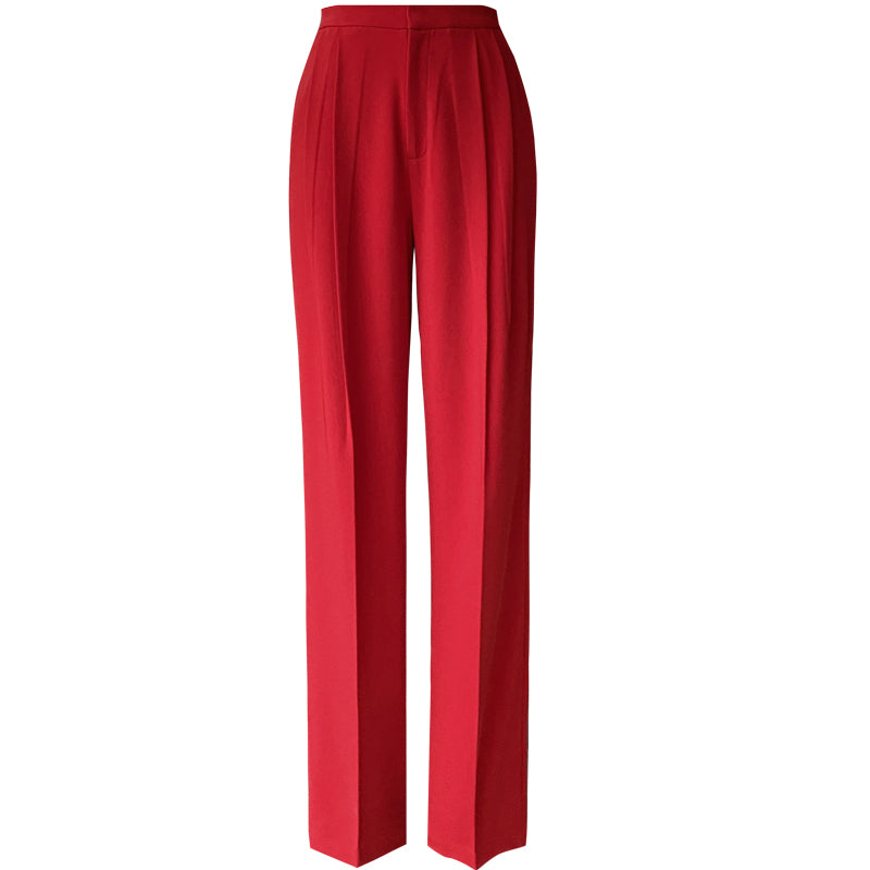 High-quality drape tapered loose high-waisted wide-leg red suit pants – GOOD GIRL REBEL High-quality drape tapered loose high-waisted wide-leg red suit pants – GOOD GIRL REBEL