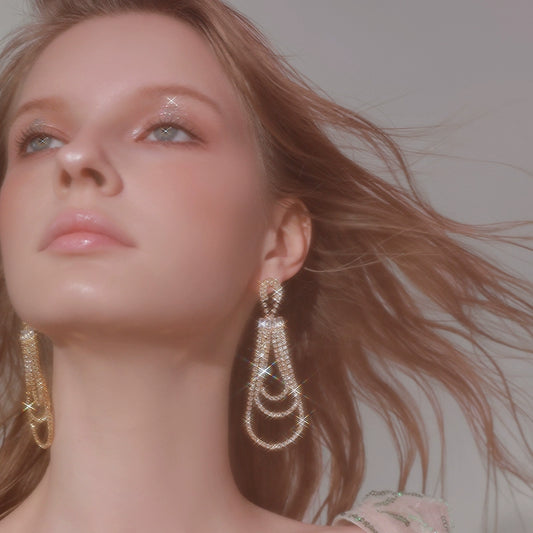 Wardrobes by Chen Luxury Gold French Water Drop Hoop Earrings-Keb