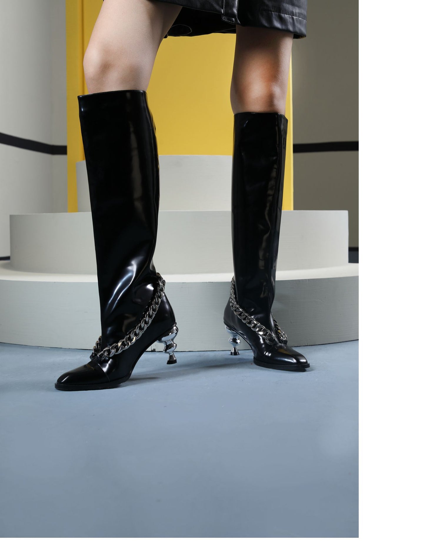 B-FEI unique patent knee high boots autumn and winter- Tolia