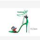 Green Color Bow Ankle Strap Open Toe Stiletto Sandals Women- Wilo