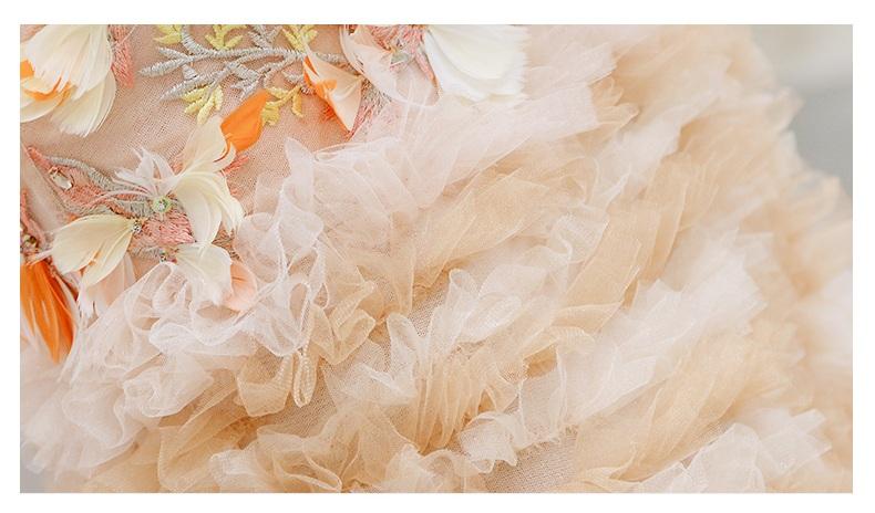 Limited edition one of a kind color gradient pleated tissue tulle ball gown evening layered wedding dress - Akai