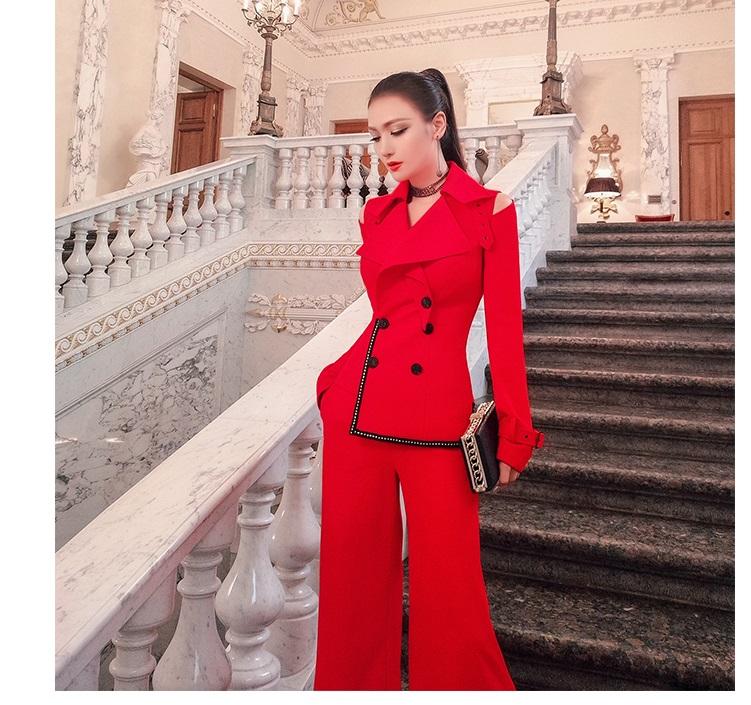 Boohoo Jersey Knit Double Breasted Blazer And Pants Suit Set in Red | Lyst  UK