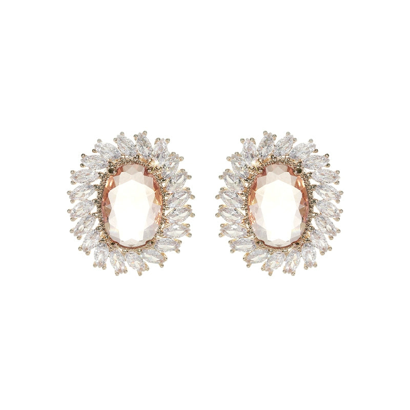 Wardrobes by Chen Luxury Light Oval Shaped Diamond Earrings-Becky